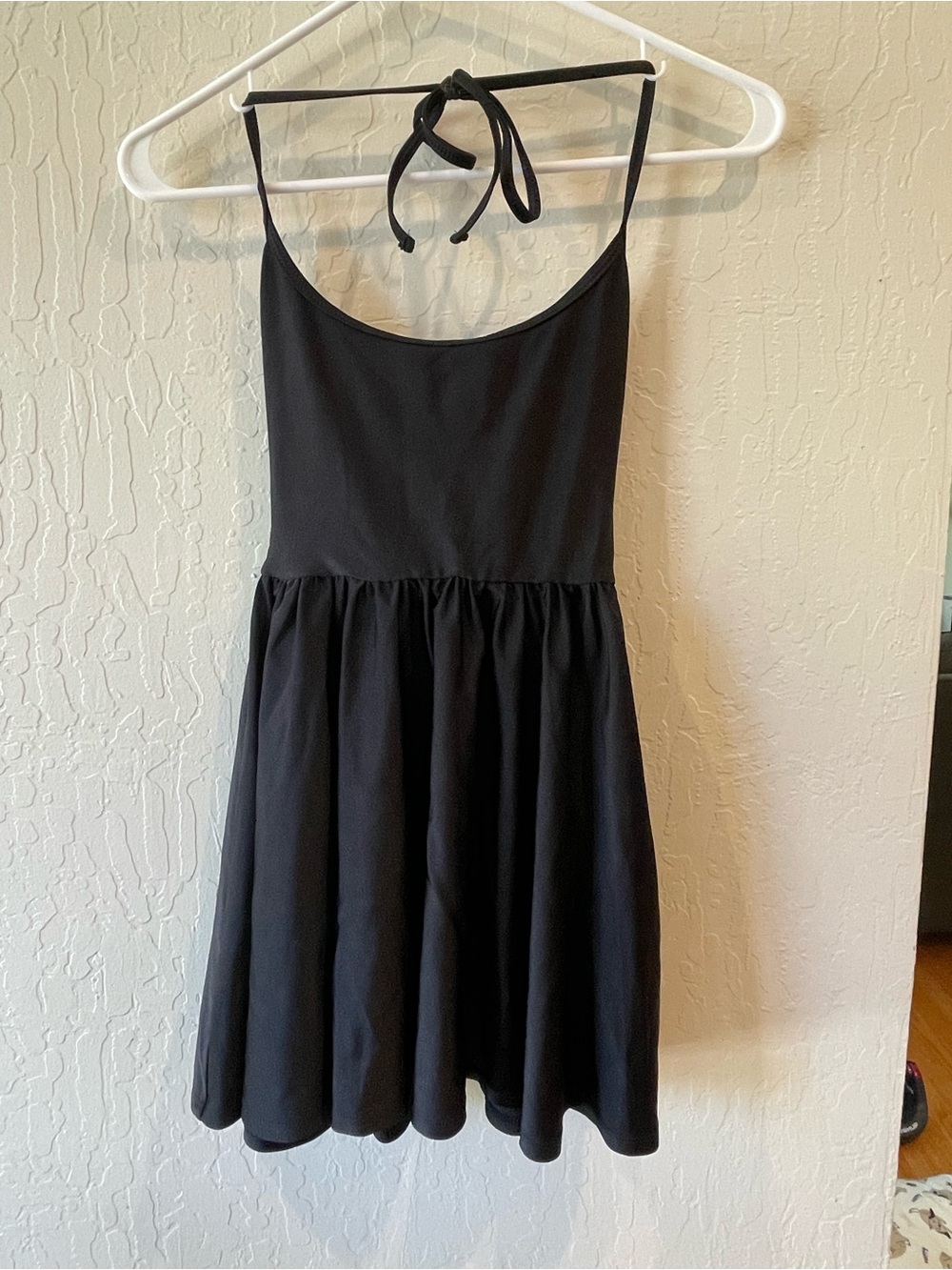 American Apparel Black Halter Skater Mini Dress